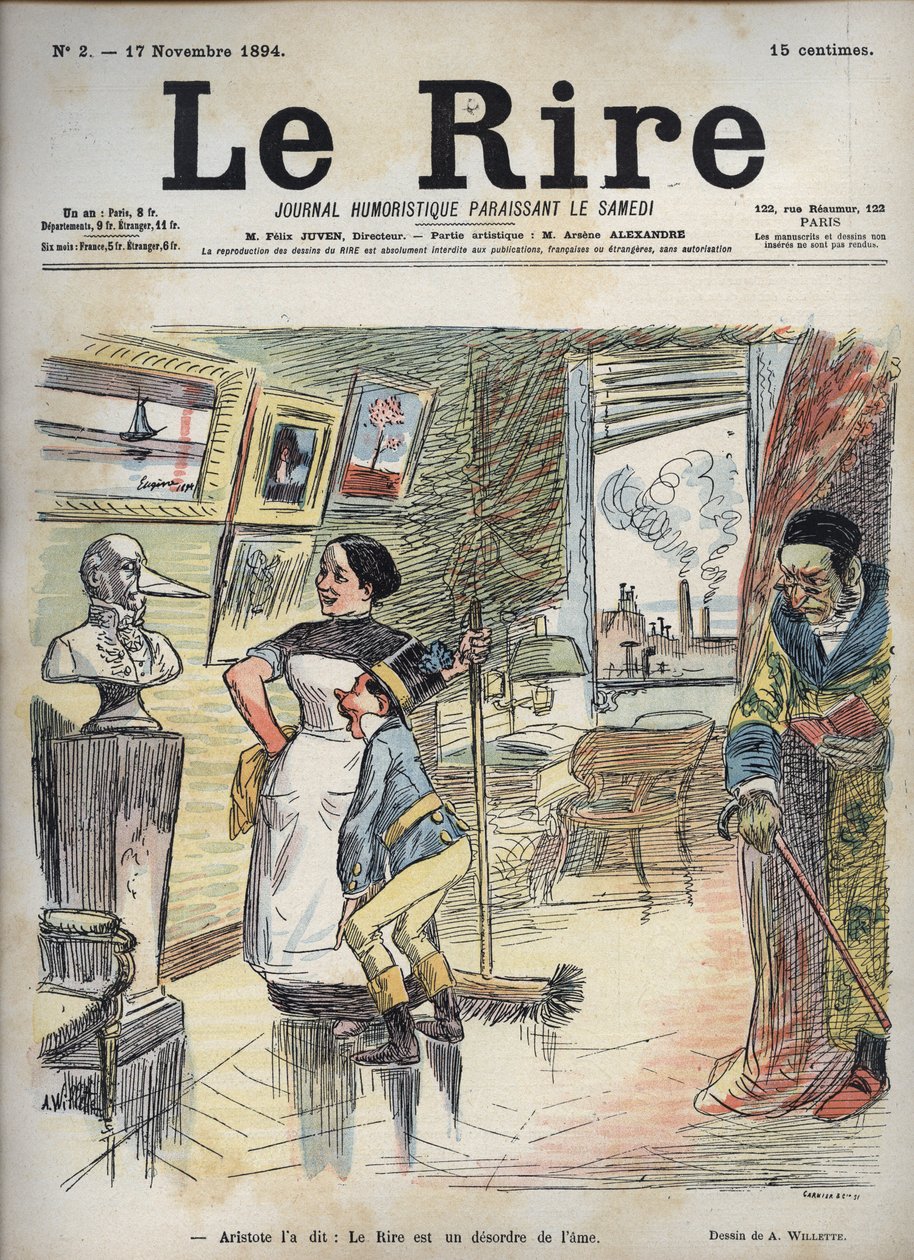 Aristóteles lo dijo: La risa es un desorden del alma - dibujo de Adolphe Willette (1857-1926) para "La Risa" del 17 de noviembre de Adolphe Leon Willette