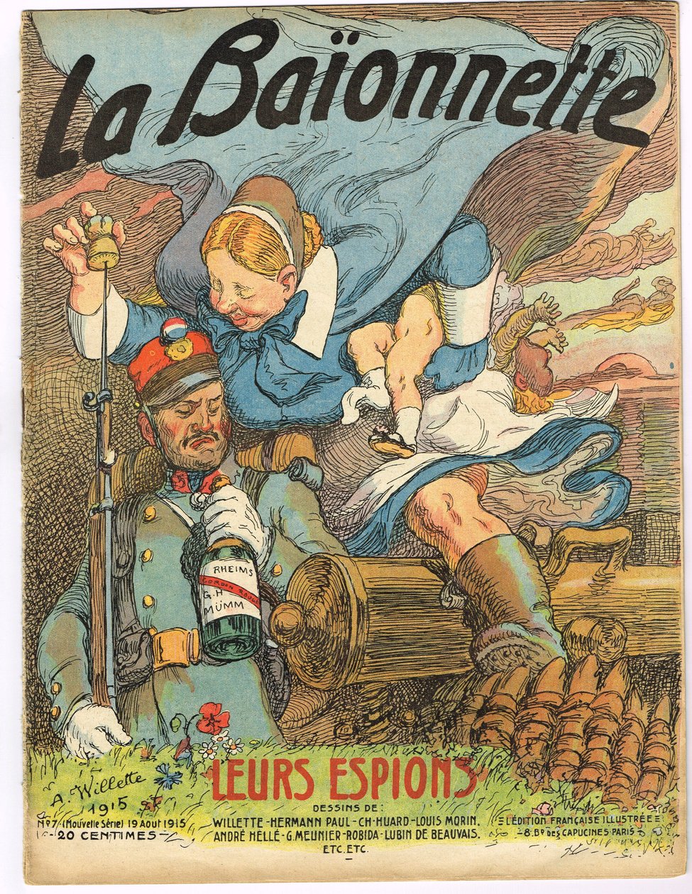 Portada de La Baionnette, Satirique en Colours de Adolphe Leon Willette