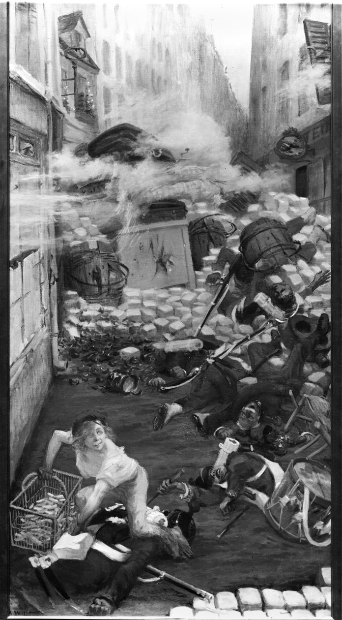 Gavroche recogiendo cartuchos de Adolphe Leon Willette