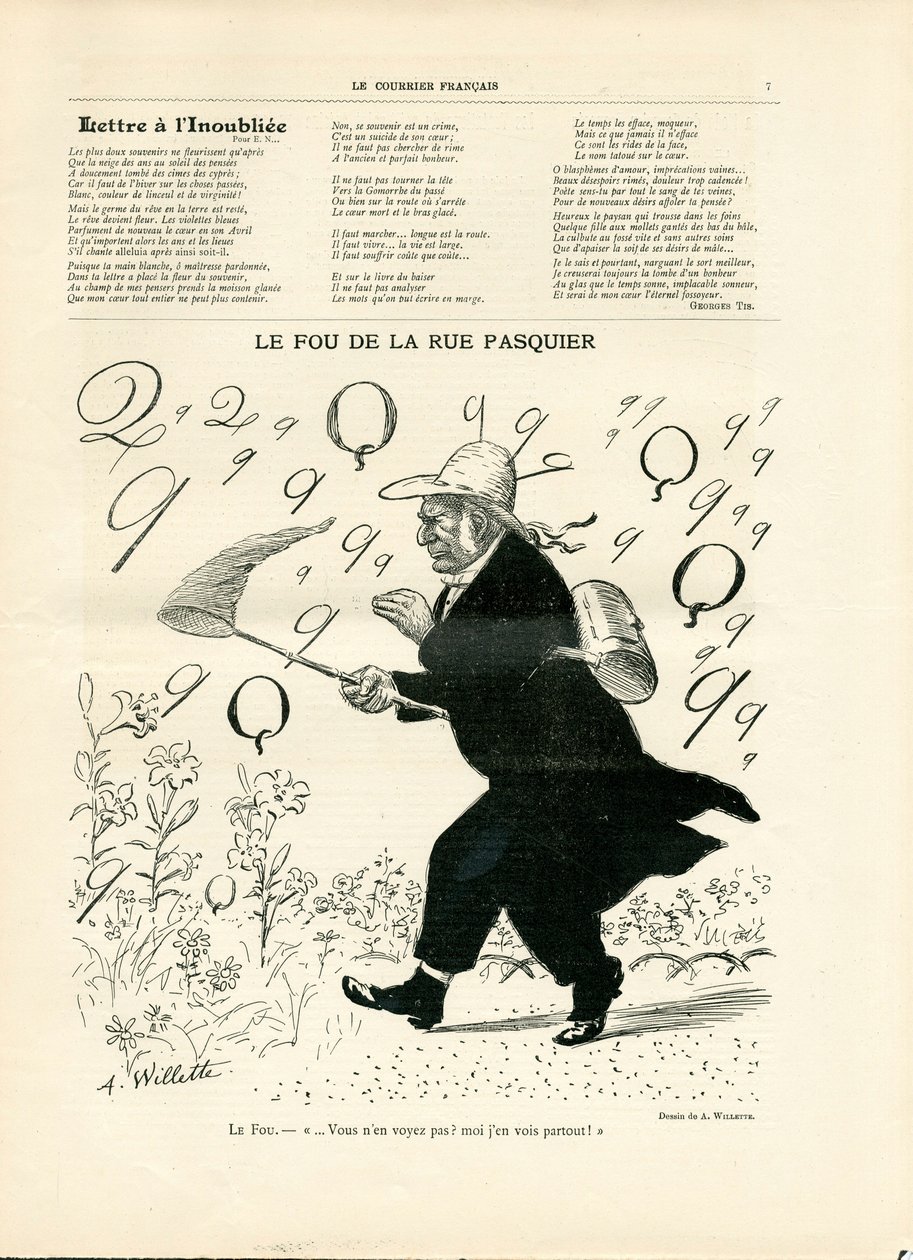 Le Courrier français, número 10, Satírico en N & B de Adolphe Leon Willette