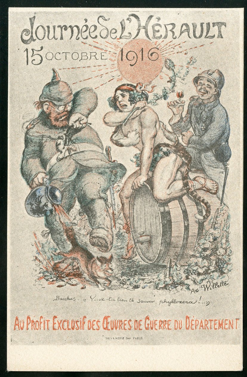 Postal, Satírica en Colores de Adolphe Leon Willette