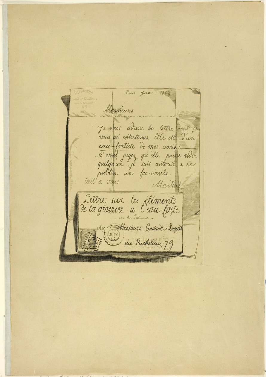 Carta sobre los elementos del grabado de Adolphe Martial Potemont