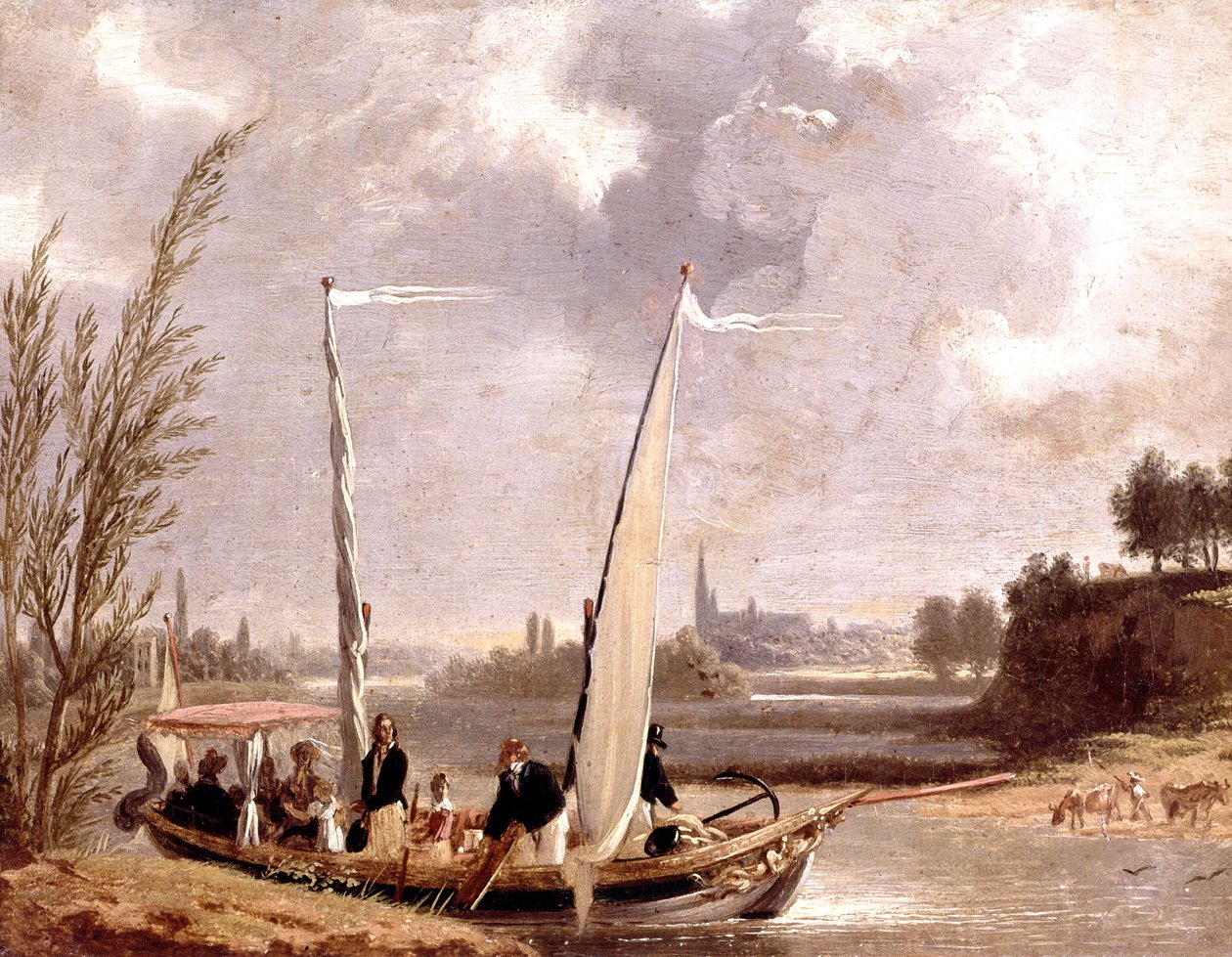 Louis-Philippe y su familia en un barco en Neuilly de Adolphe Roehn
