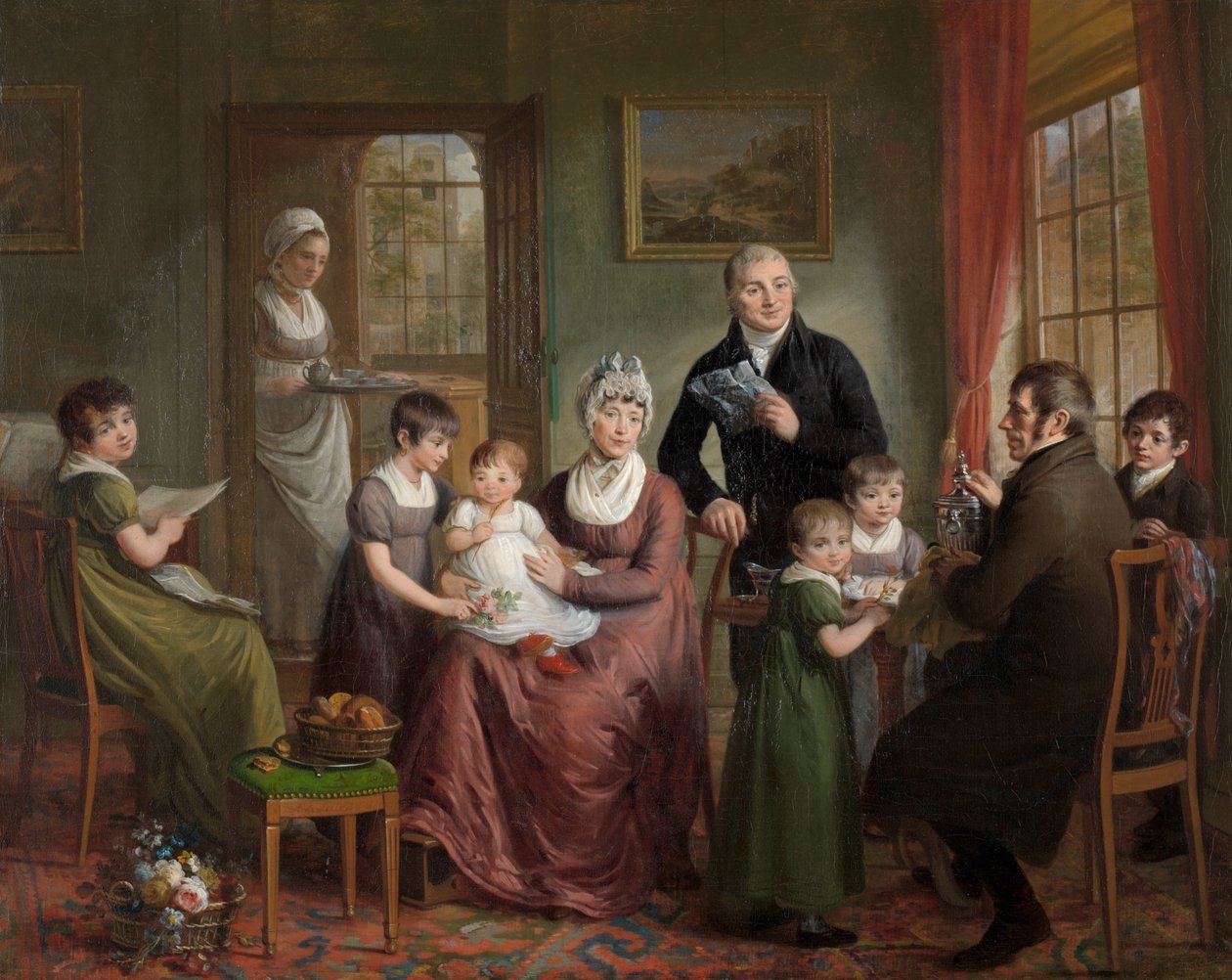La familia de Adriaan Bonebakker con Dirk L. Bennewitz de Adriaan de Lelie