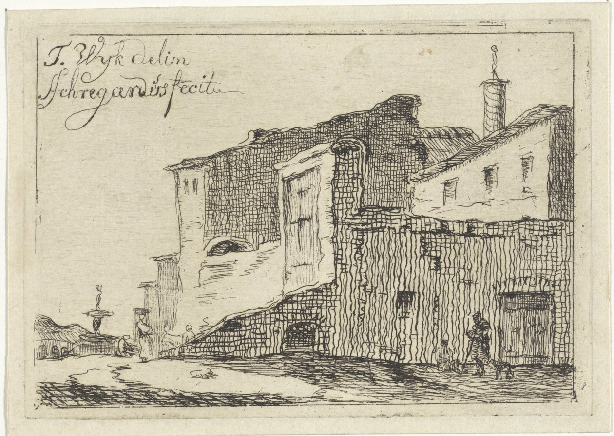 Vista de una ciudad o pueblo italiano de Adriaan Schregardus