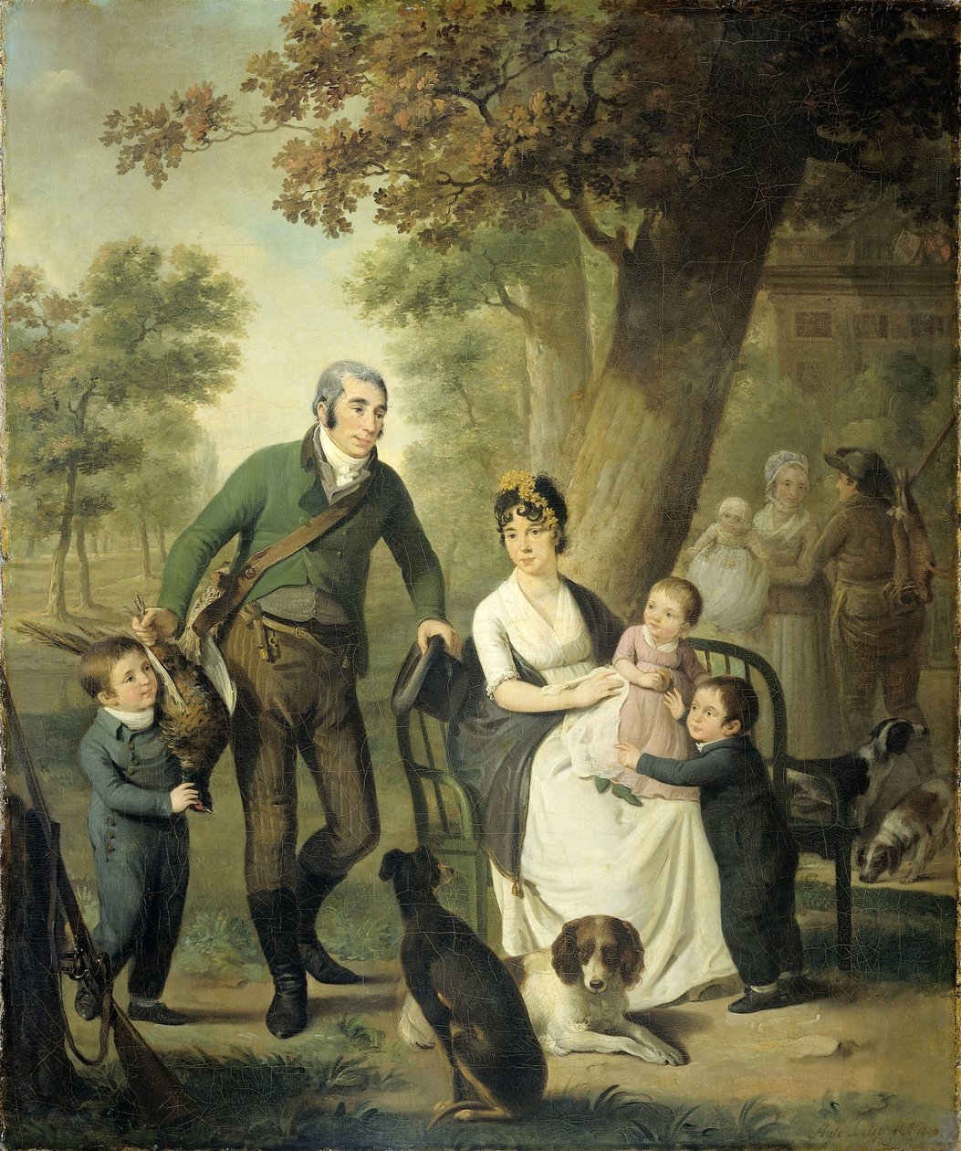 Jonkheer Gysbert Carel Rutger Reinier van Brienen van Ramerus(1771-1821), con su esposa y cuatro de sus hijos de Adriaan de Lelie