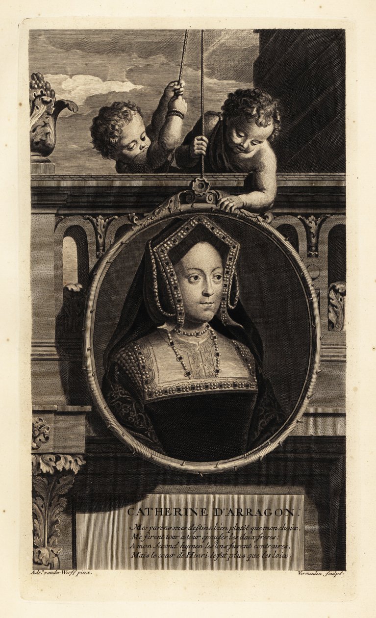Catalina de Aragón (1485-1536) (grabado) de Adriaan van der (after) Werff