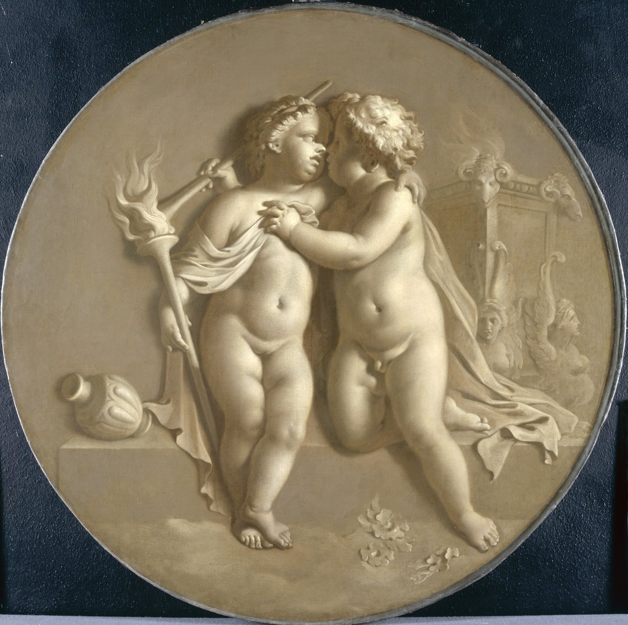 Dos putti con llamas de amor, Alegoría del amor, 1696 de Adriaan van der Werff