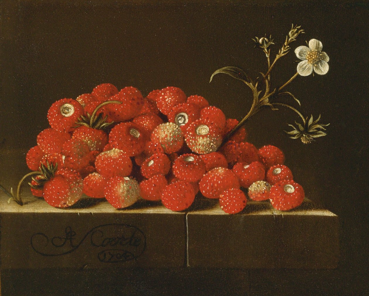 Fresas silvestres en un borde de Adrian Coorte
