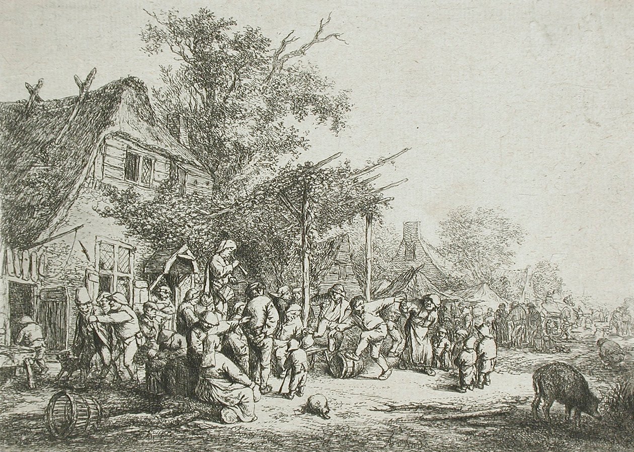 Festival del pueblo bajo la pérgola de Adriaen Jansz. van Ostade