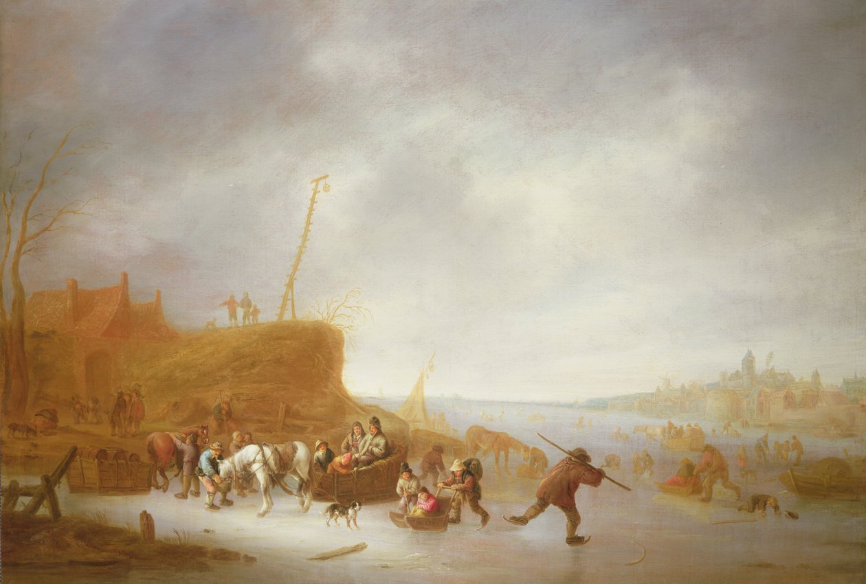 Paisaje de invierno con patinadores de Adriaen Jansz. van Ostade