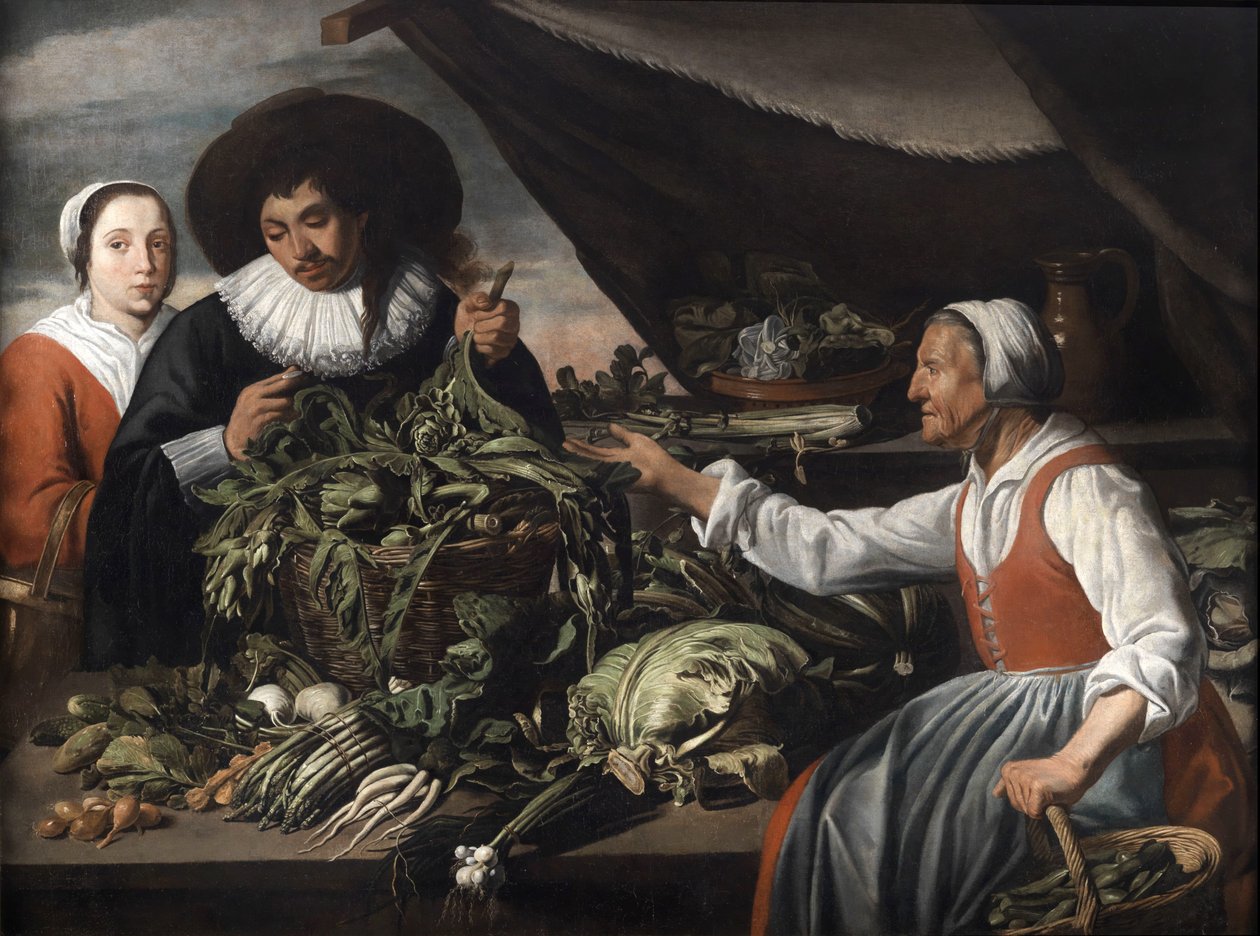 Vieja vendedora de verduras de Adriaen van Utrecht