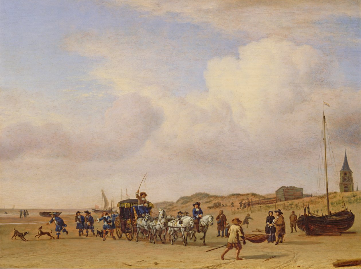 Carroza noble en la playa de Scheveningen, 1660 de Adriaen van de Velde