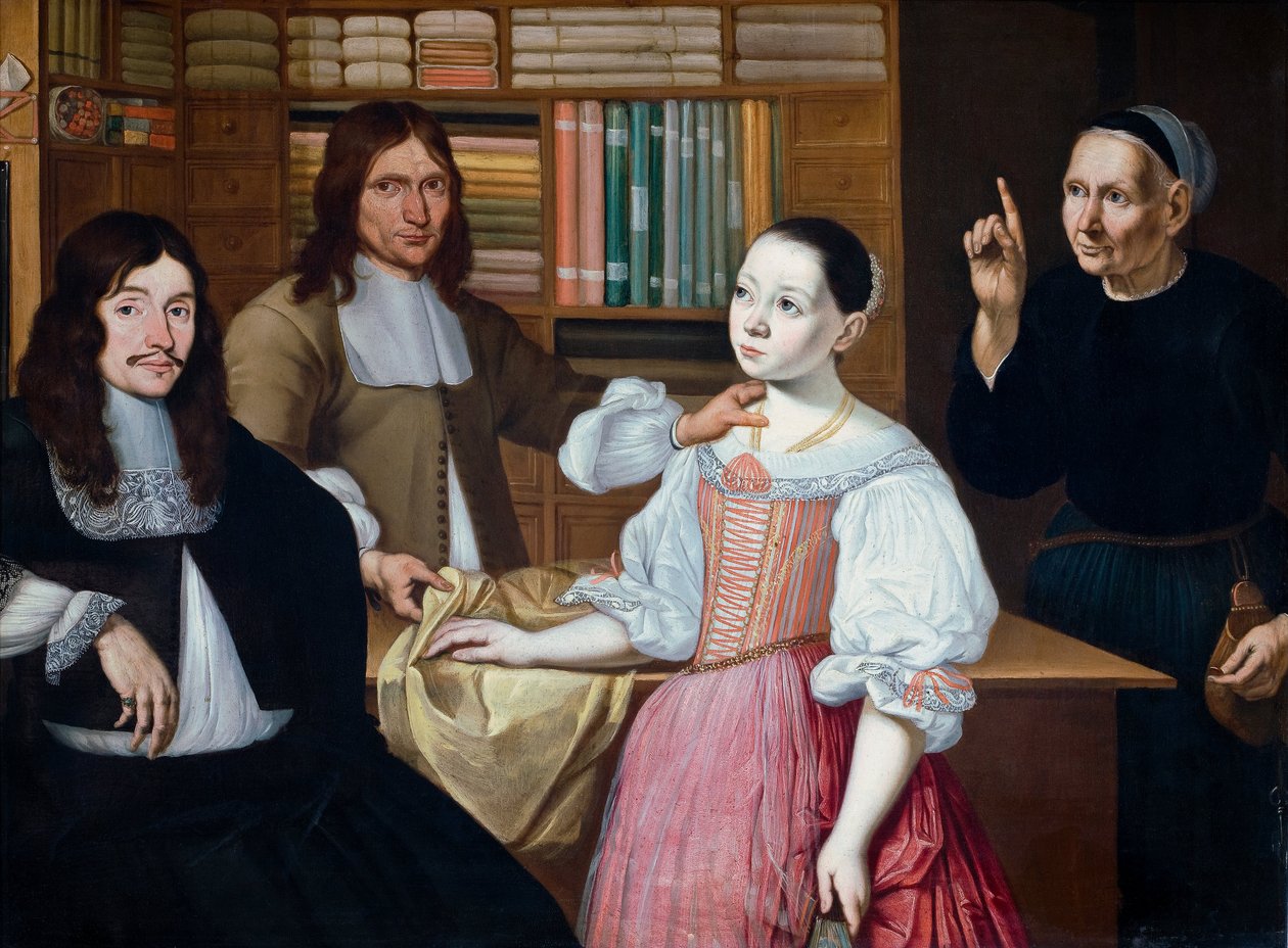 En la tienda de telas, 1670 de Adriaen Bloem