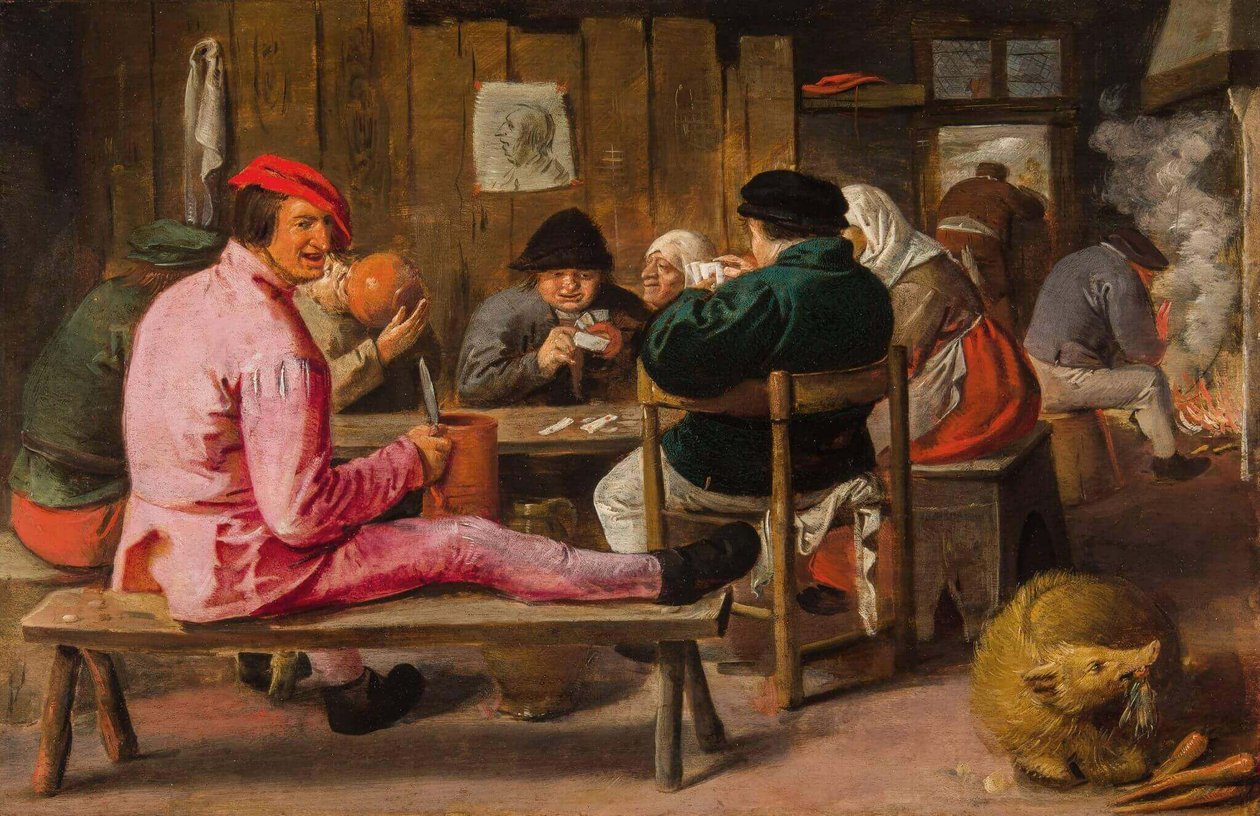 Alegres campesinos en una posada de Adriaen Brouwer