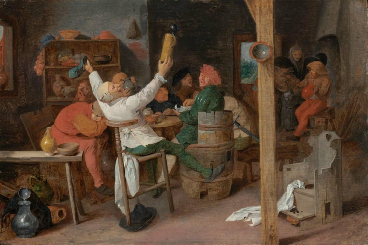 Campesinos de juerga en una taberna de Adriaen Brouwer