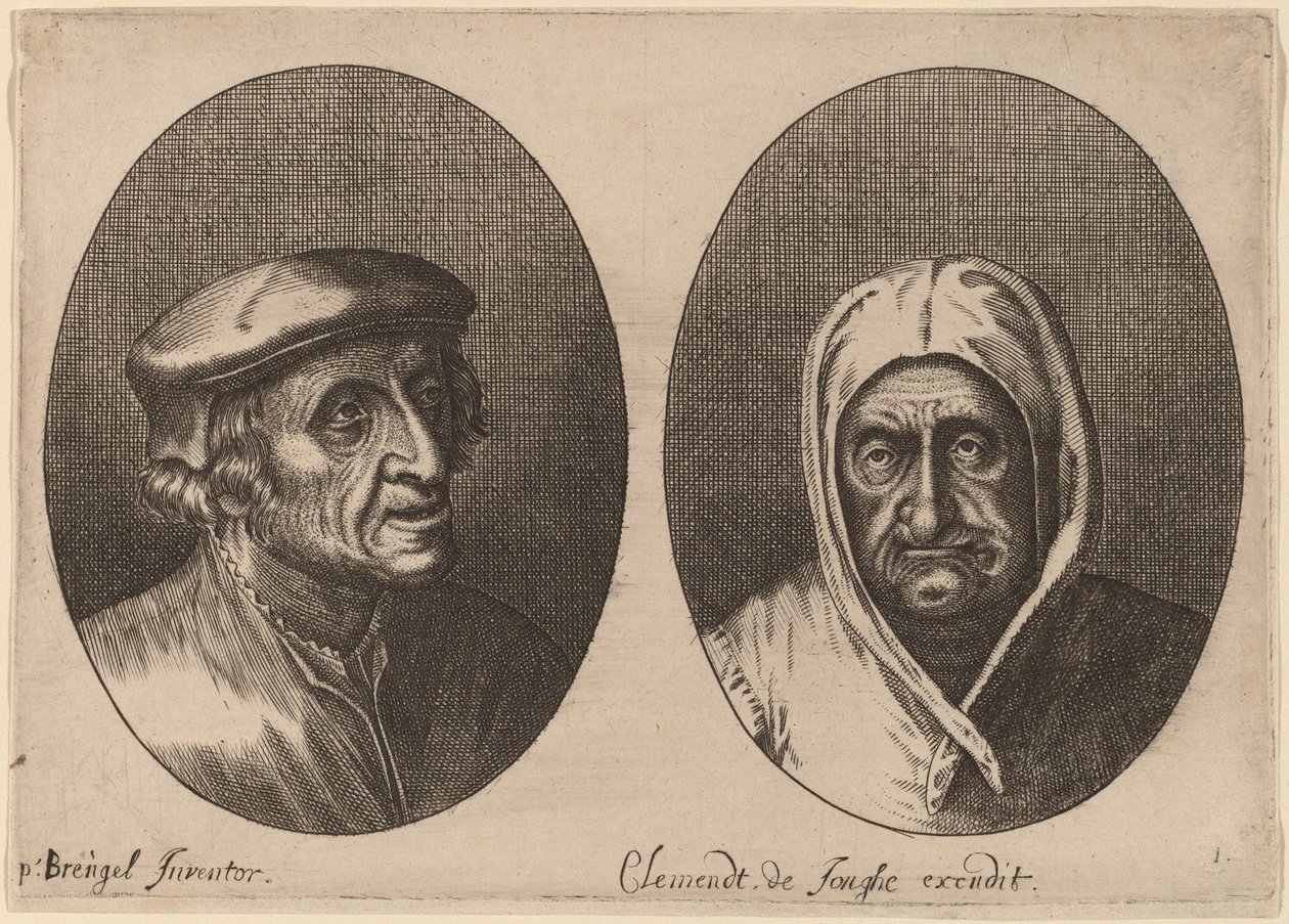 Cabezas de un campesino y una campesina de Adriaen Brouwer after Pieter Bruegel the Elder