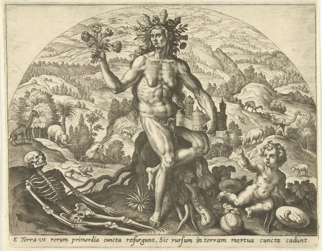 Suelo Los cuatro elementos (título de la serie) de Adriaen Collaert