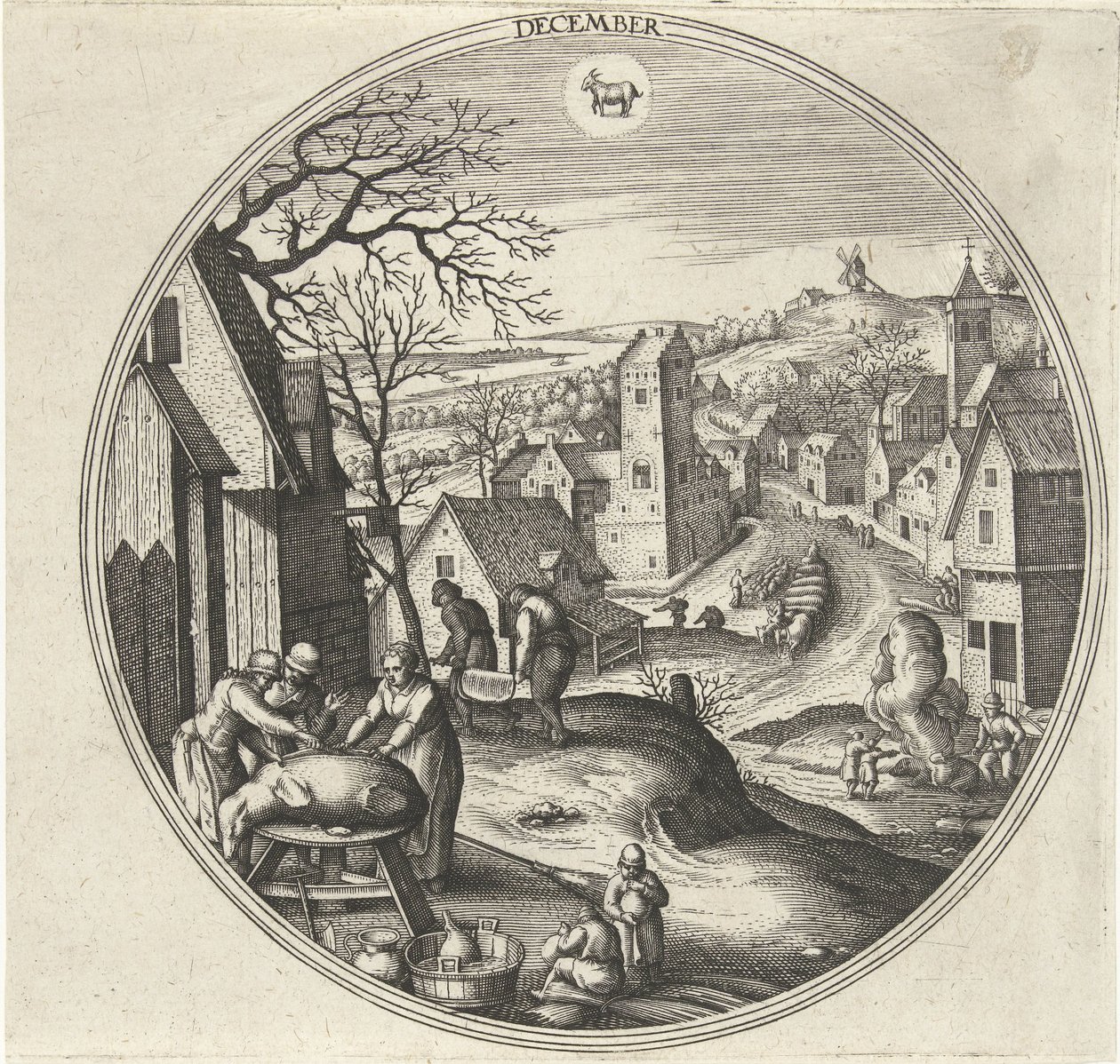 Diciembre Los doce meses (título de la serie) de Adriaen Collaert