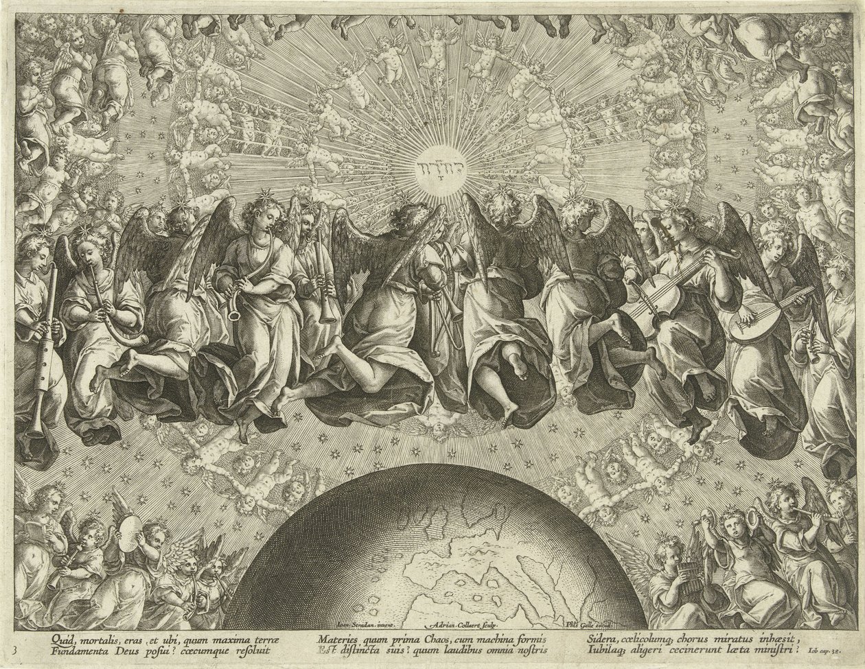 La respuesta de Dios a Job Ángeles músicos, serafines y querubines Elogio a la música (título de la serie) Encomium Musices (título de la serie) de Adriaen Collaert