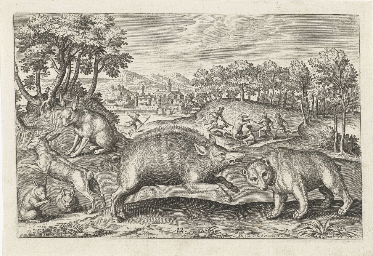 juego de caza Animales de cuatro patas (título de la serie) Animalivm Qvaddrvpedvm (título de la serie) de Adriaen Collaert