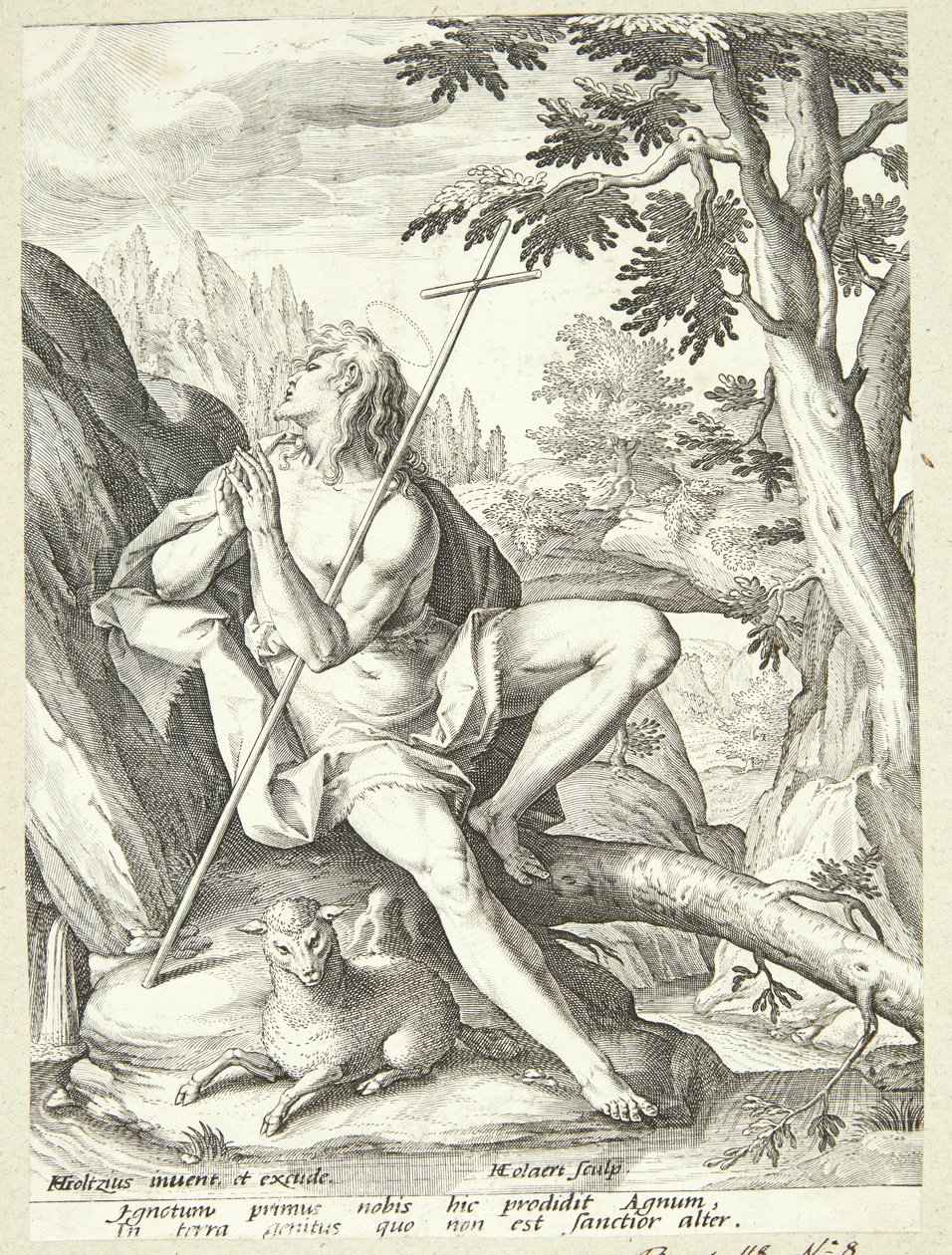 Juan el Bautista en el desierto de Adriaen Collaert