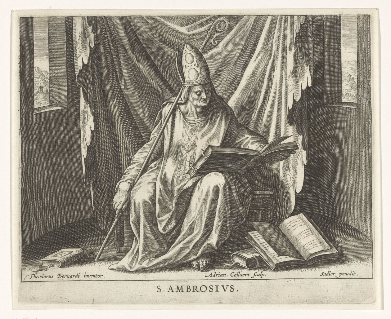 Padre de la Iglesia Ambrosio Los cuatro padres de la iglesia (título de la serie) de Adriaen Collaert