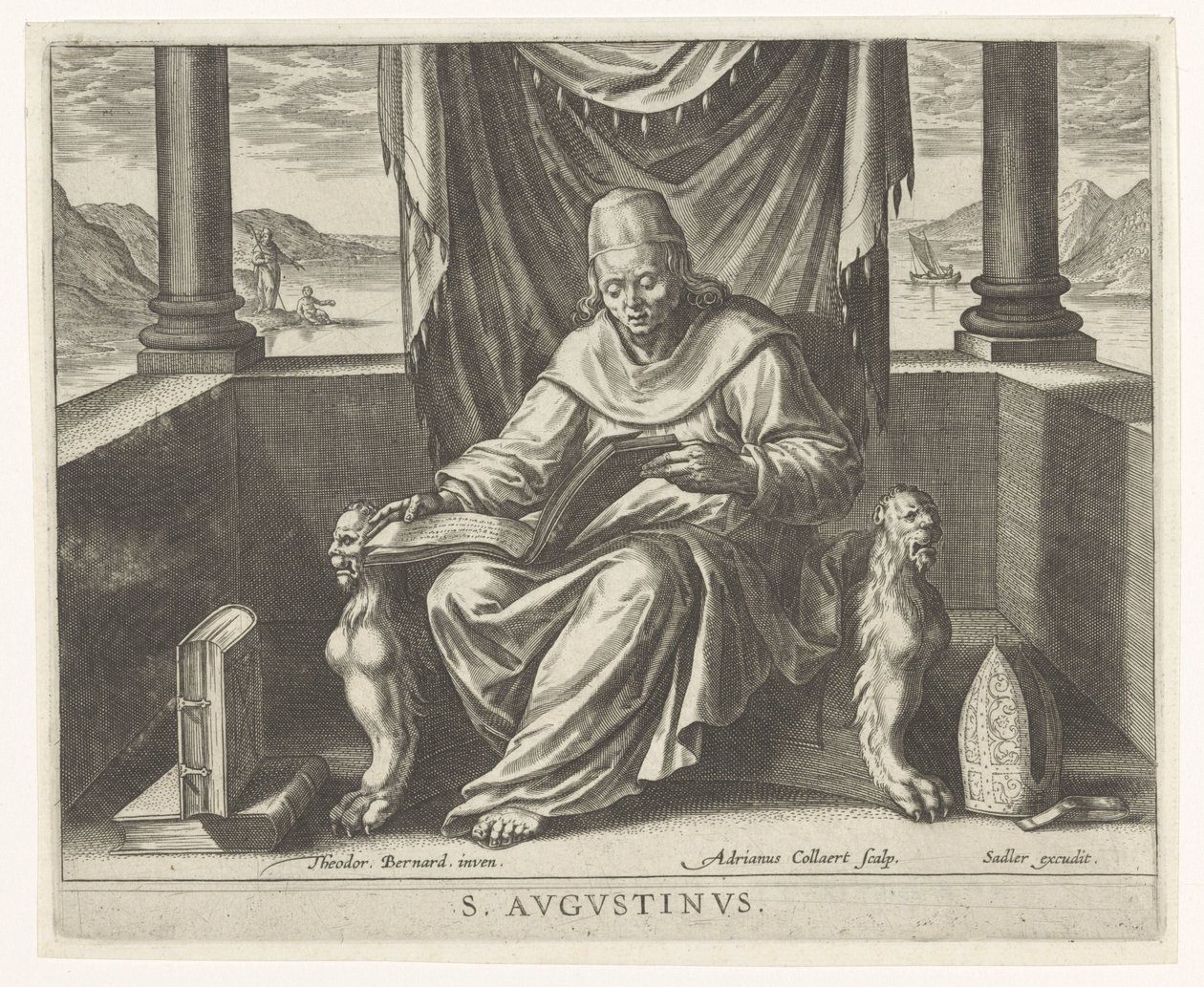 Padre de la Iglesia Agustín Los cuatro padres de la iglesia (título de la serie) de Adriaen Collaert