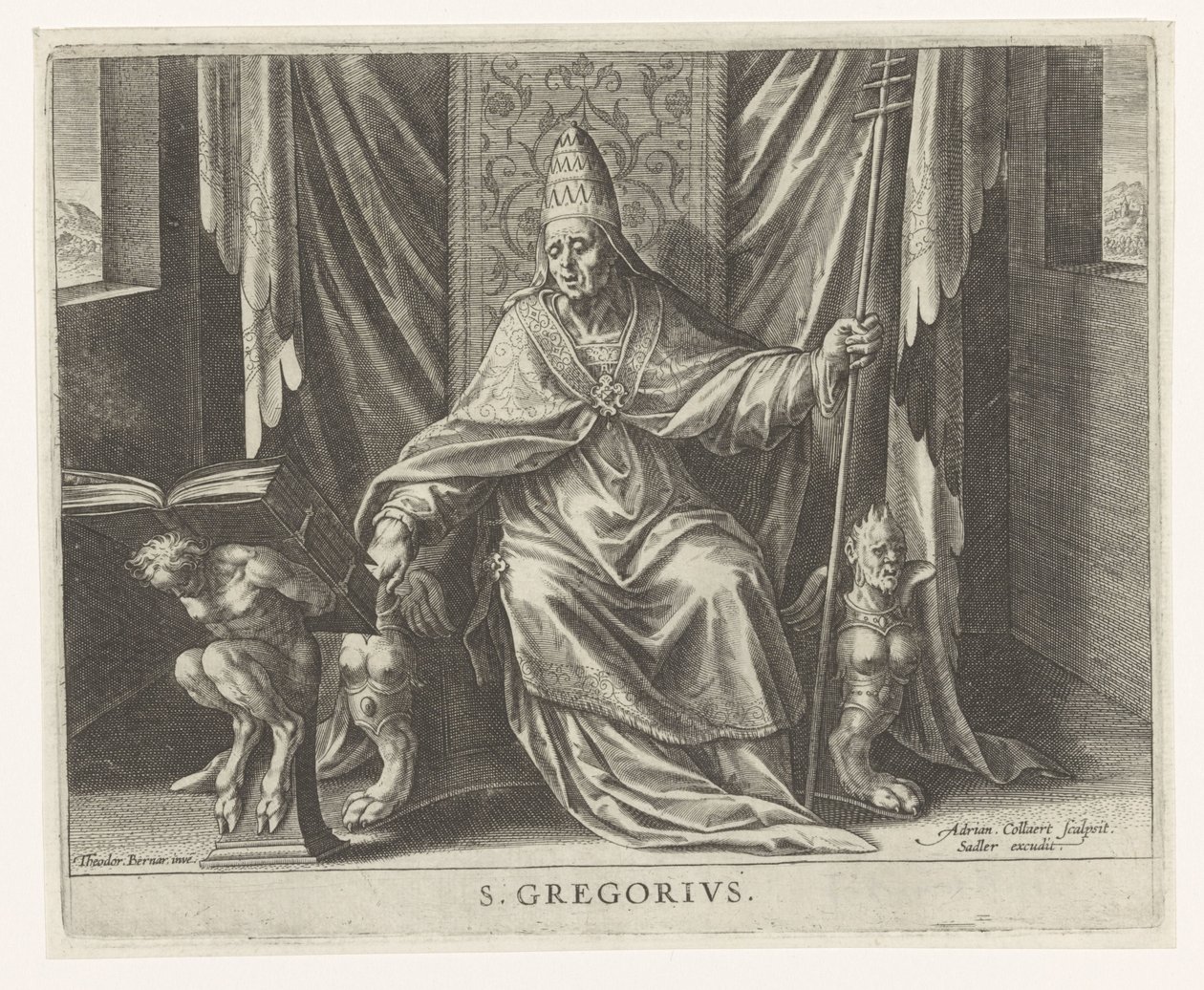 Padre de la Iglesia Gregorio Los cuatro padres de la iglesia (título de la serie) de Adriaen Collaert