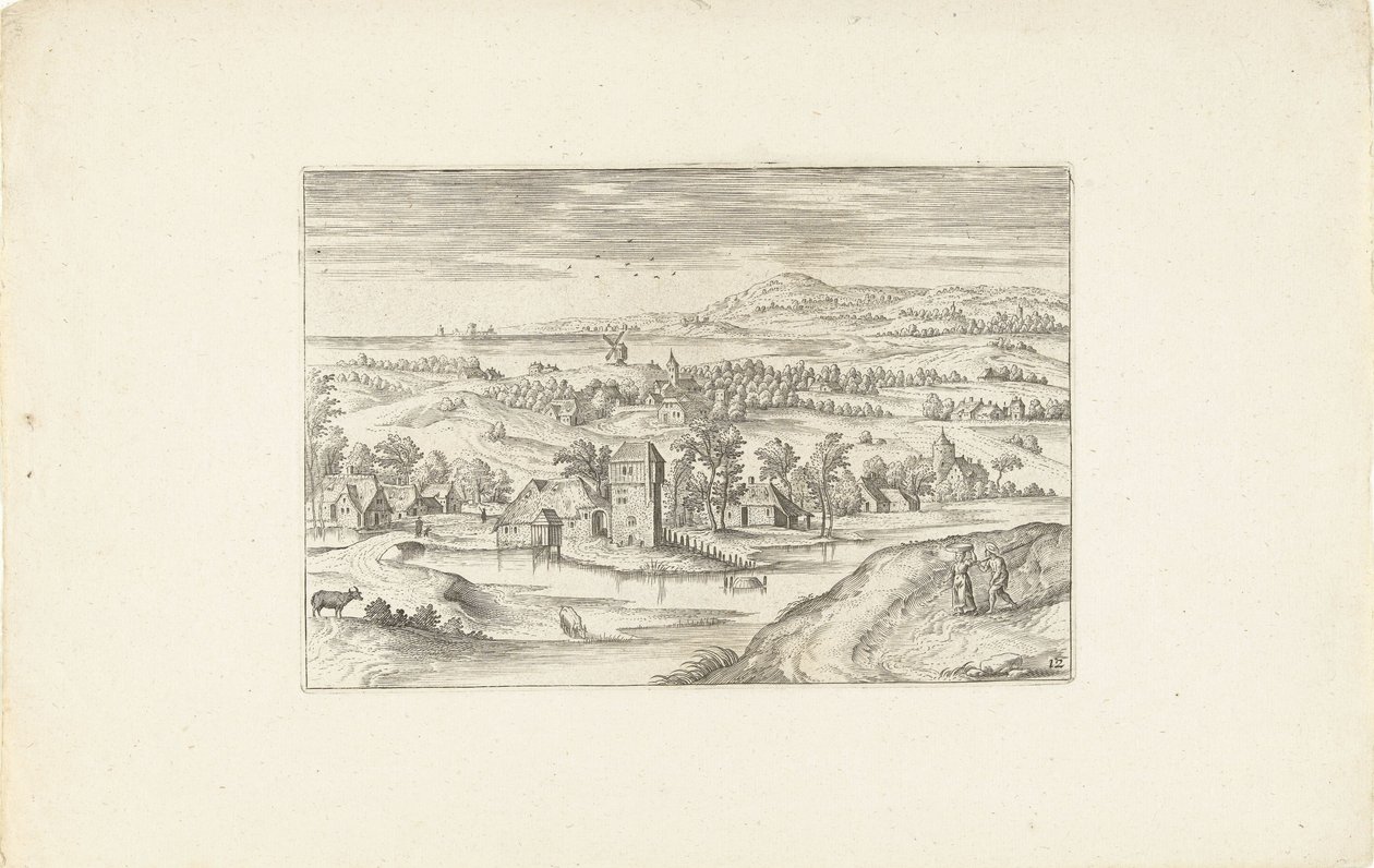 Paisaje con una masía Paisajes alrededor de Amberes (título de la serie) de Adriaen Collaert