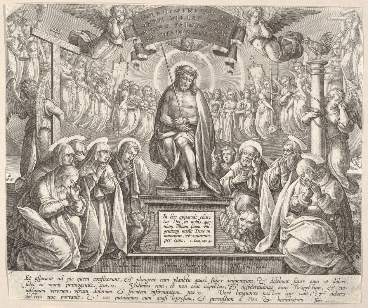 Hombre de Dolores con las Tres Marías y los Evangelistas de Adriaen Collaert