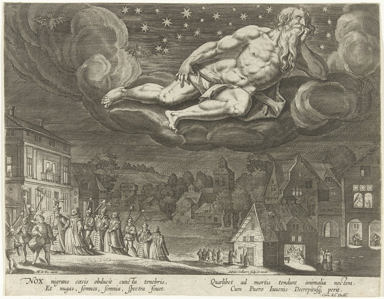 Noche Los cuatro momentos del día (título de la serie) de Adriaen Collaert