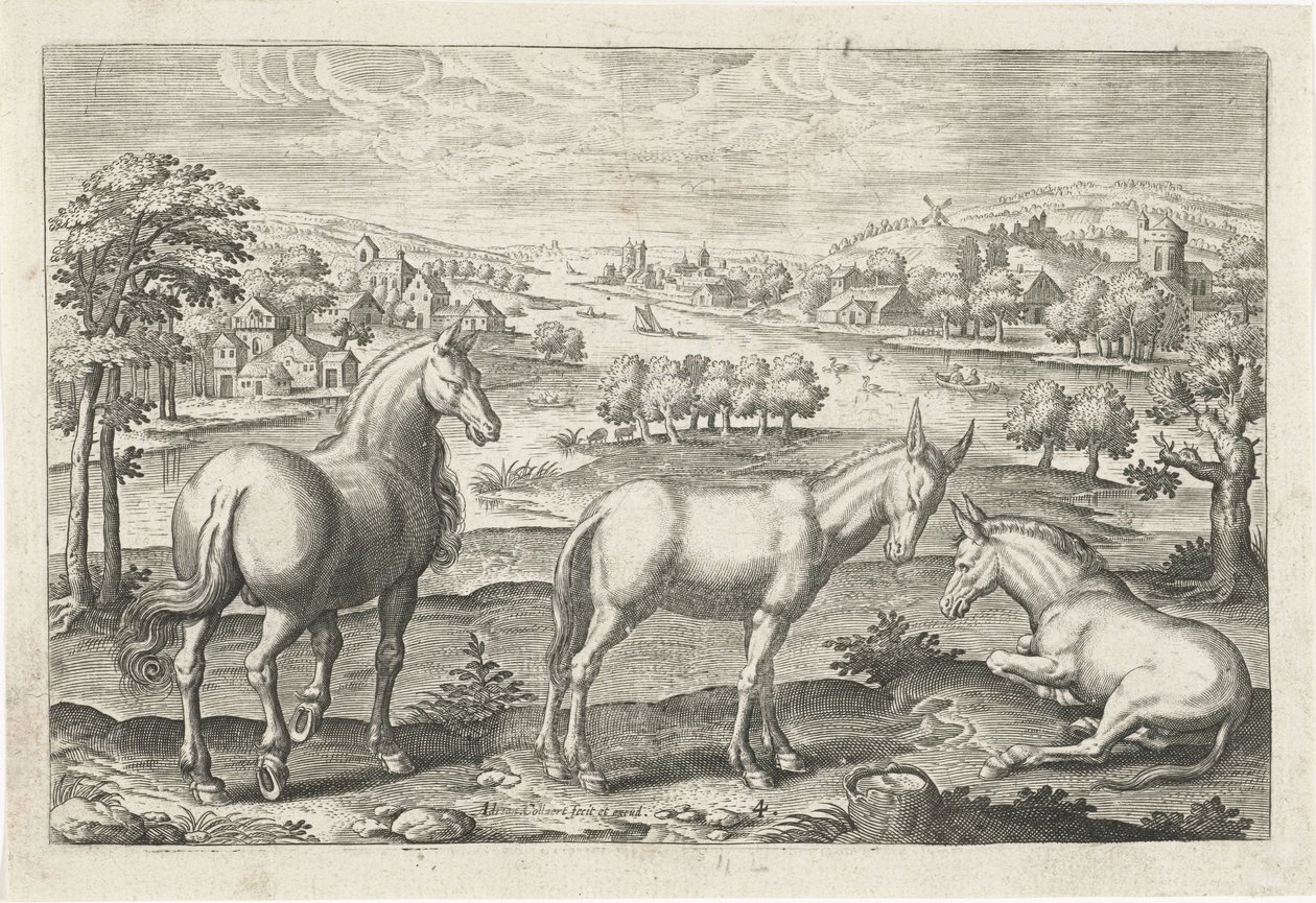 caballo y burros Animales de cuatro patas (título de la serie) Animalivm Qvaddrvpedvm (título de la serie) de Adriaen Collaert