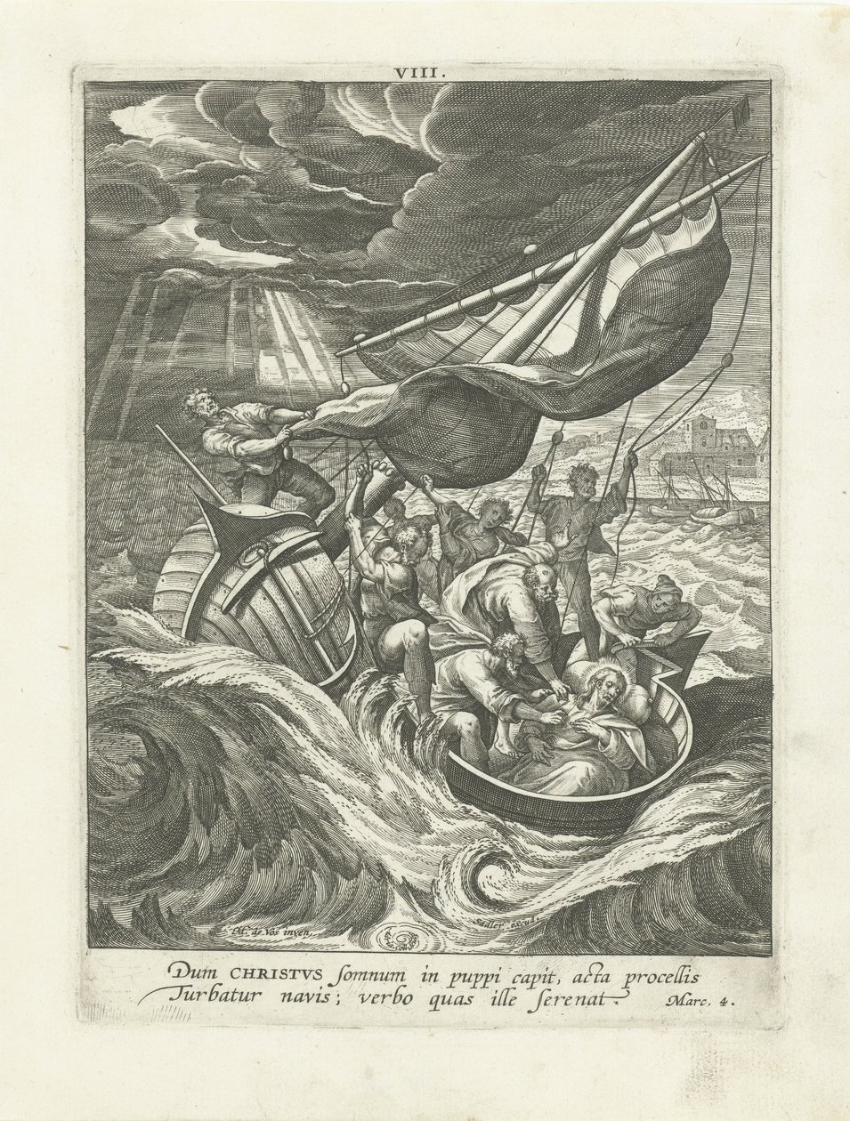 Tormenta en el Mar de Galilea Vida de Cristo (título de la serie) Vita I. Christi (título de la serie) de Adriaen Collaert