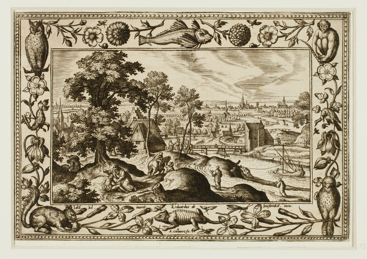 La parábola del buen samaritano, de Paisajes con escenas del Antiguo y Nuevo Testamento y Escenas de caza de Adriaen Collaert