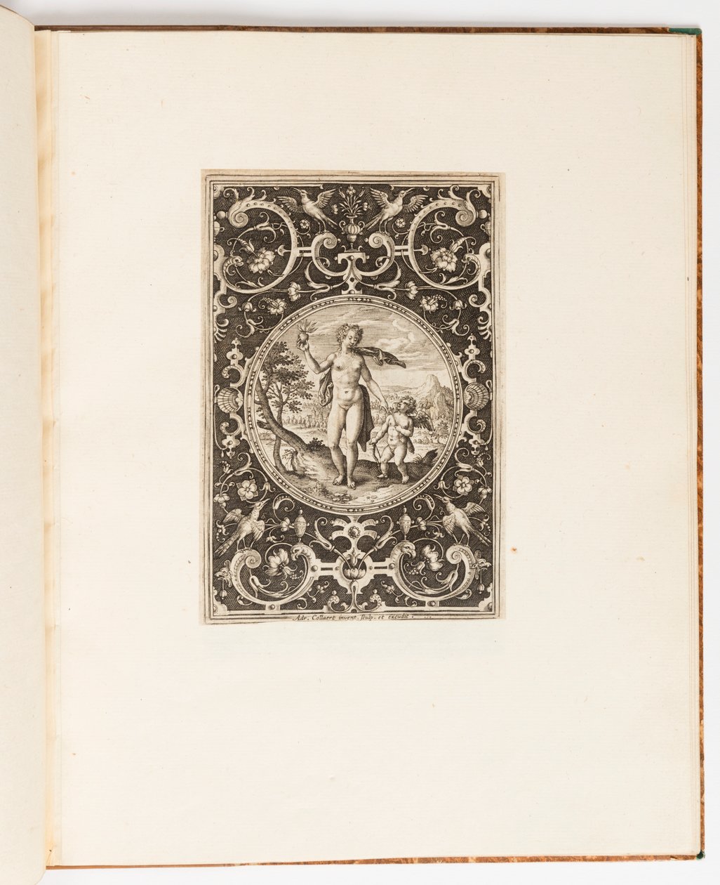 Venus, placa de una suite de 6 diseños ornamentales con el Juicio de Paris de Adriaen Collaert