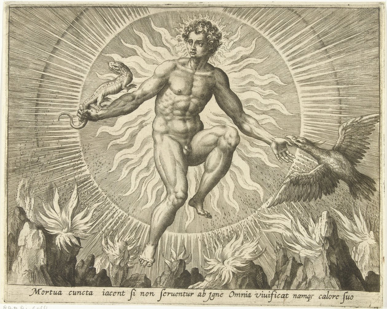 Fuegos artificiales Los cuatro elementos (título de la serie) de Adriaen Collaert