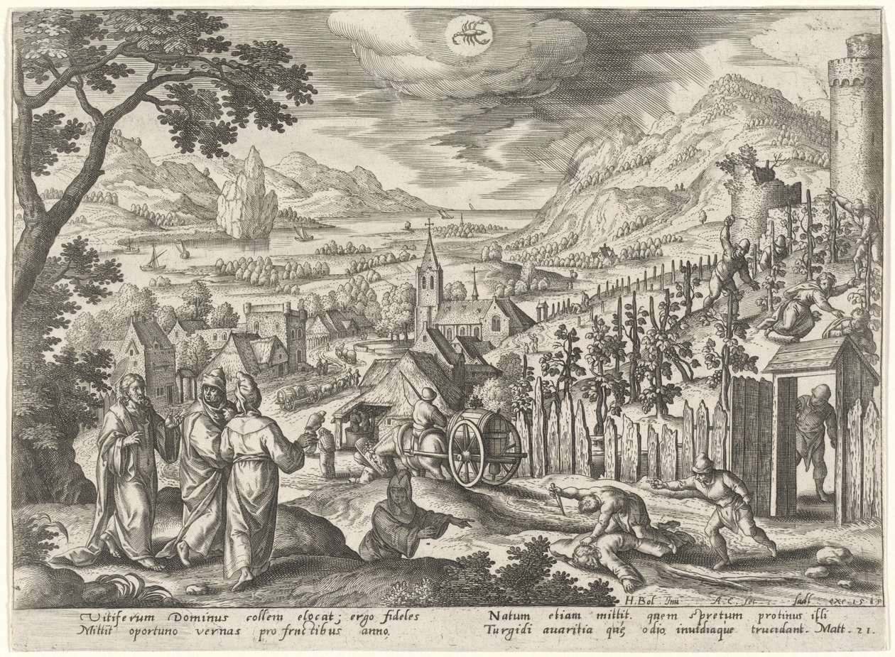 La parábola de los viñadores injustos de Adriaen Collaert after Hans Bol