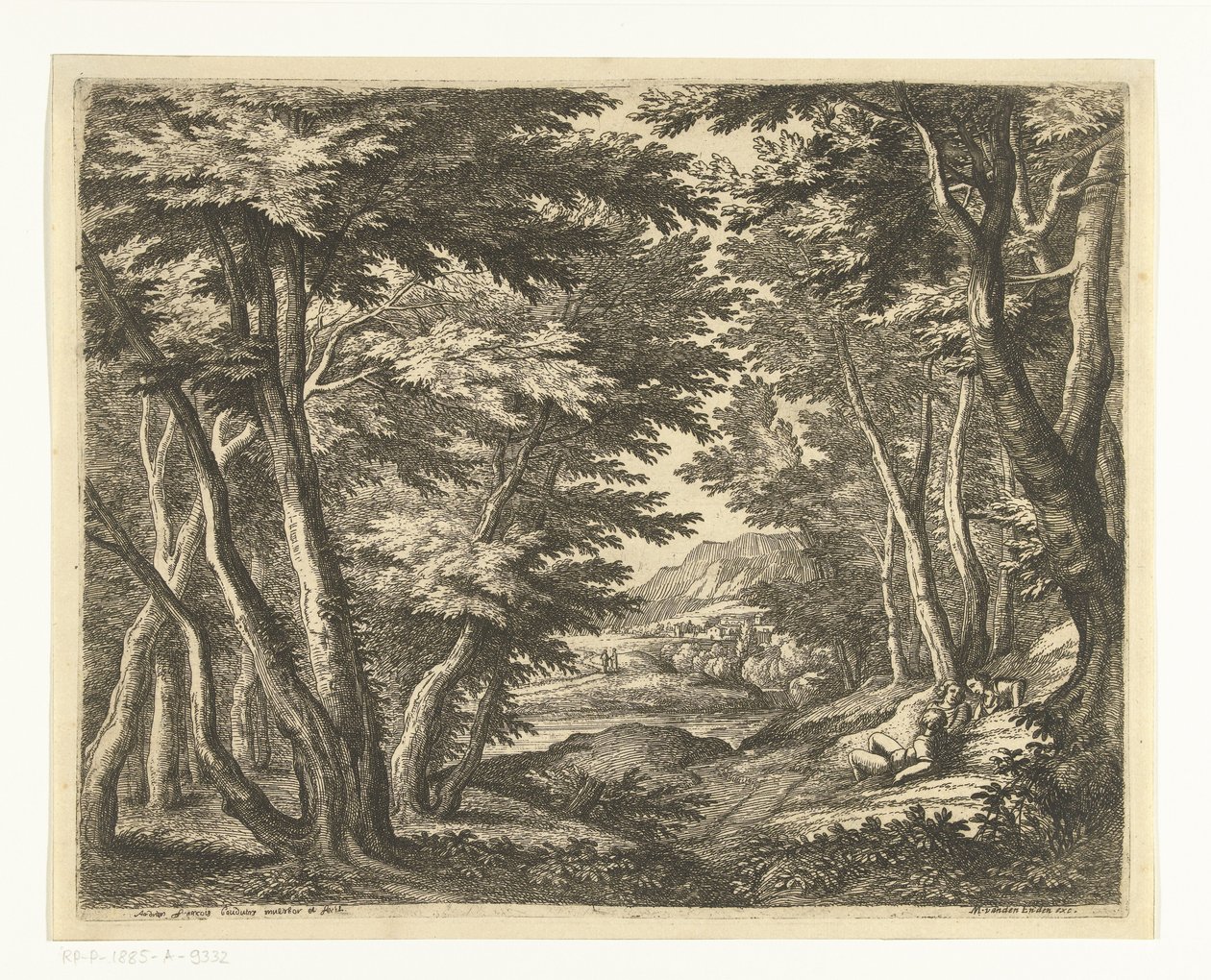 Paisaje con tres hombres en un claro del bosque de Adriaen Frans Boudewyns