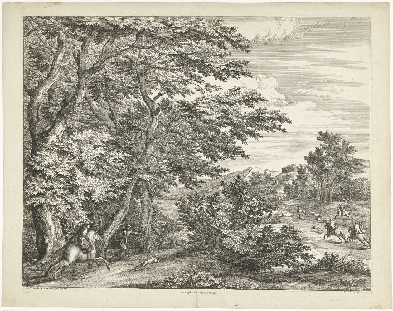 Paisaje con caza de ciervos de Adriaen Frans Boudewyns