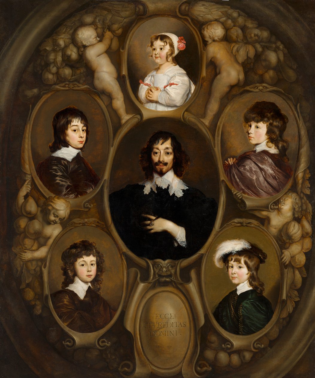 Retrato de Constantijn Huygens (1596-1687) y sus cinco hijos de Adriaen Hanneman