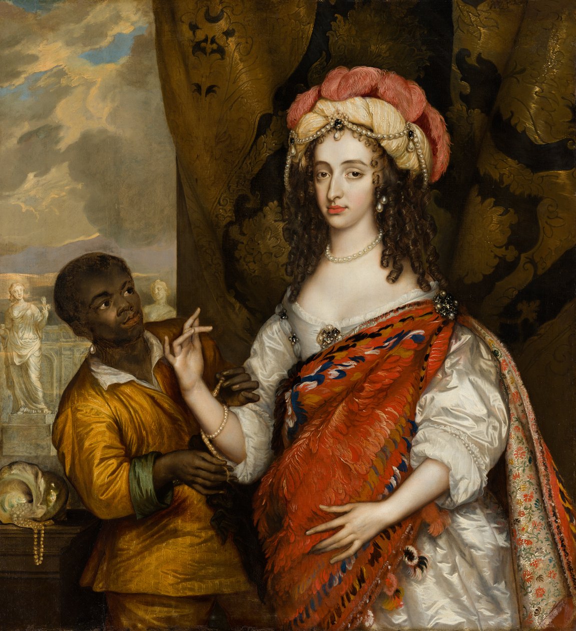 Retrato póstumo de María I Estuardo (1631-1660) con una sirvienta de Adriaen Hanneman