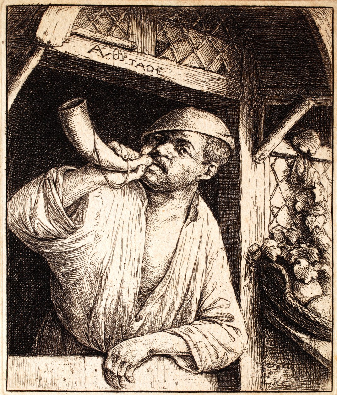 Panadero Tocando su Cuerno, c.1670 de Adriaen Jansz. van Ostade