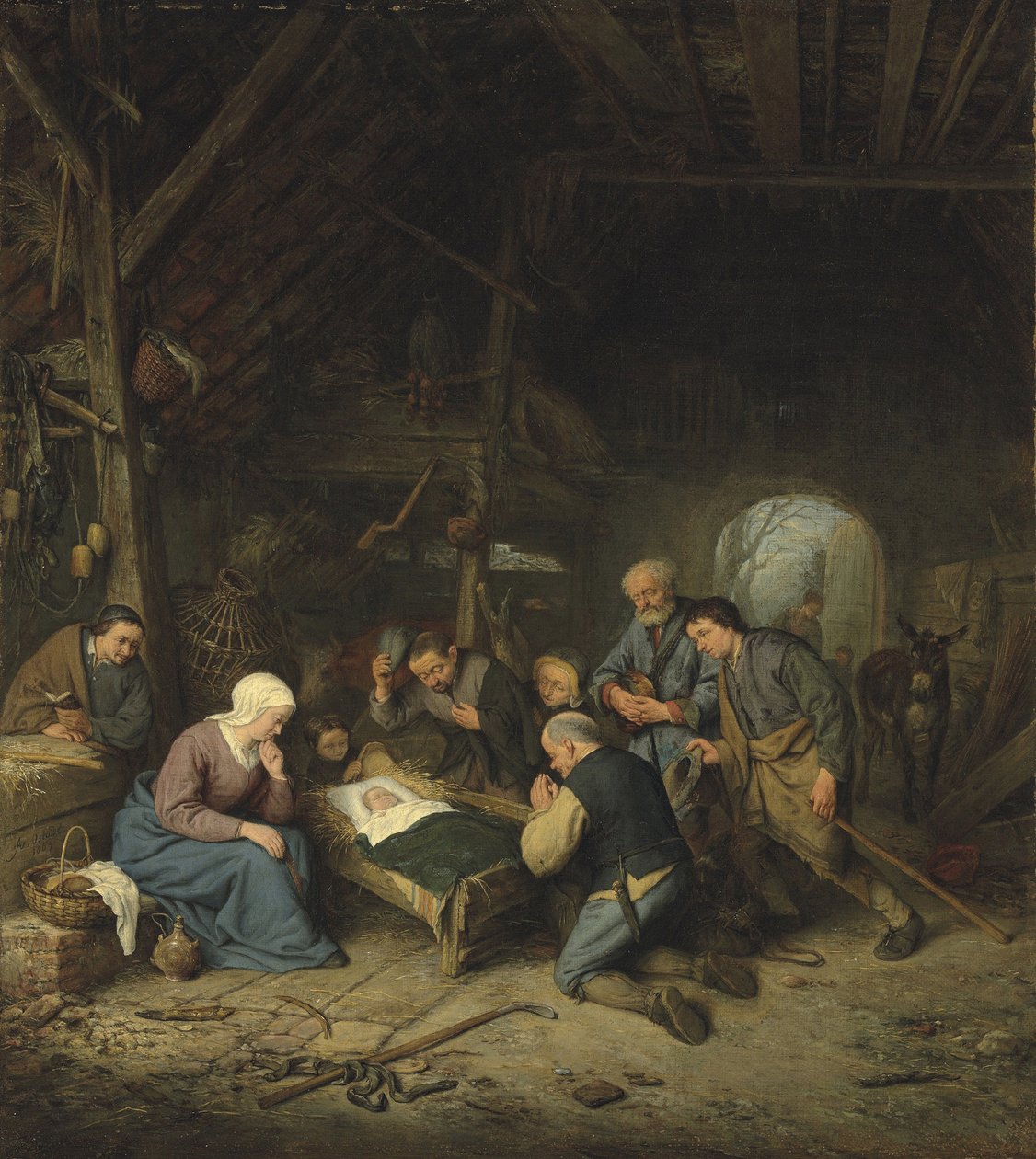 La adoración de los pastores de Adriaen Jansz. van Ostade