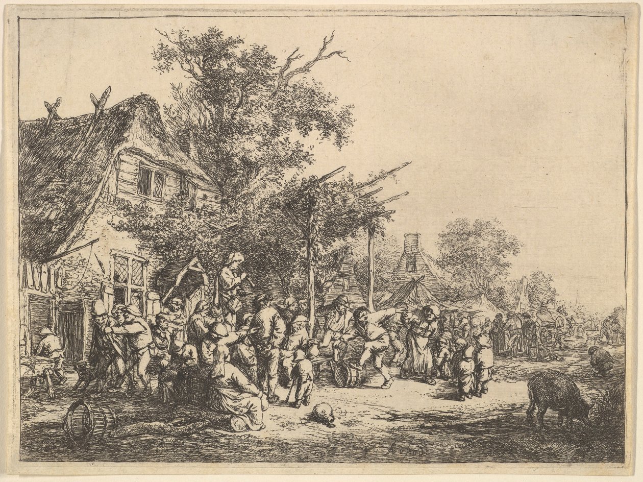 Danza bajo el emparrado, 1610-85 de Adriaen Jansz. van Ostade