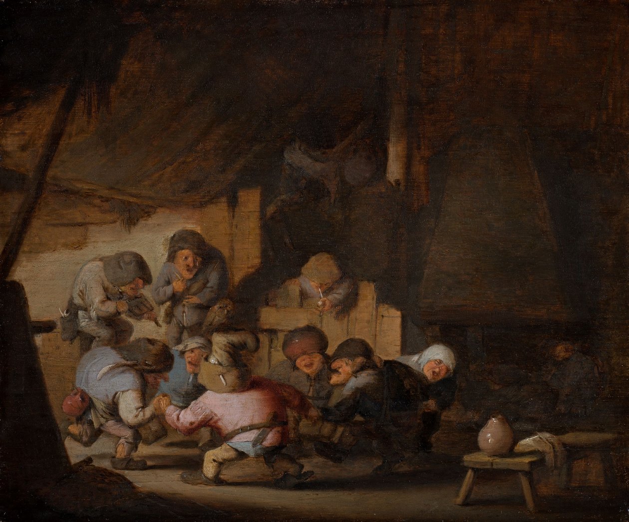 Enanos bailando en la posada de un granjero, c.1635 (óleo sobre madera) de Adriaen Jansz. van Ostade