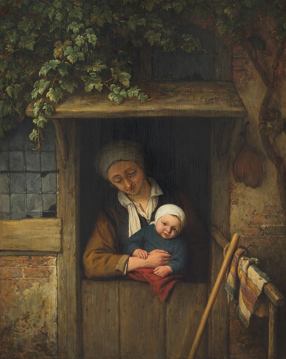 Madre con hijo en la puerta de Adriaen Jansz. van Ostade