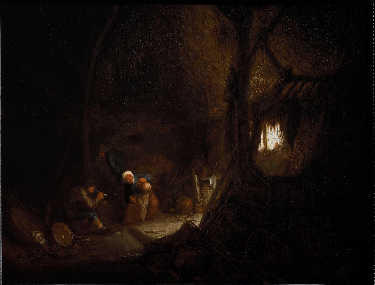 Familia campesina en un granero de Adriaen Jansz. van Ostade