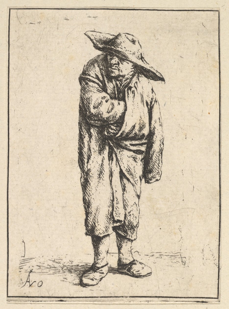 Campesino envuelto en su manto, 1610-85 de Adriaen Jansz. van Ostade