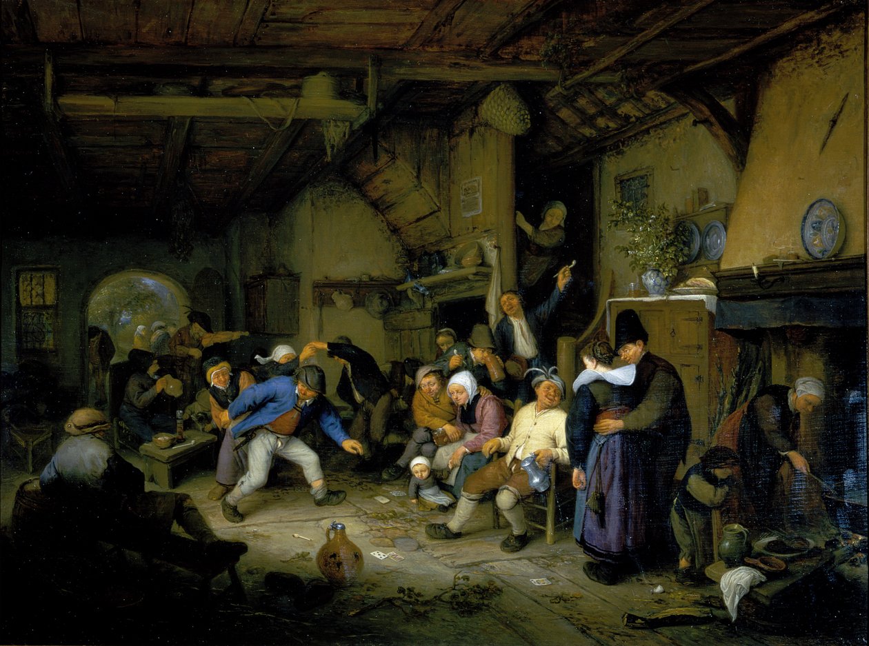 Campesinos bailando en una taberna de Adriaen Jansz. van Ostade